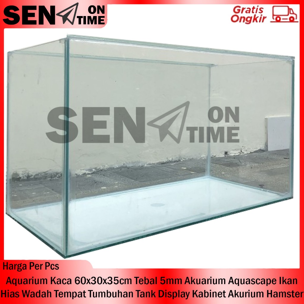 [Kargo] Aquarium Kaca 60x30x35cm Tebal 5mm Wadah Tempat Tumbuhan Tank 5 Mm Akuarium Aquascape Ikan H