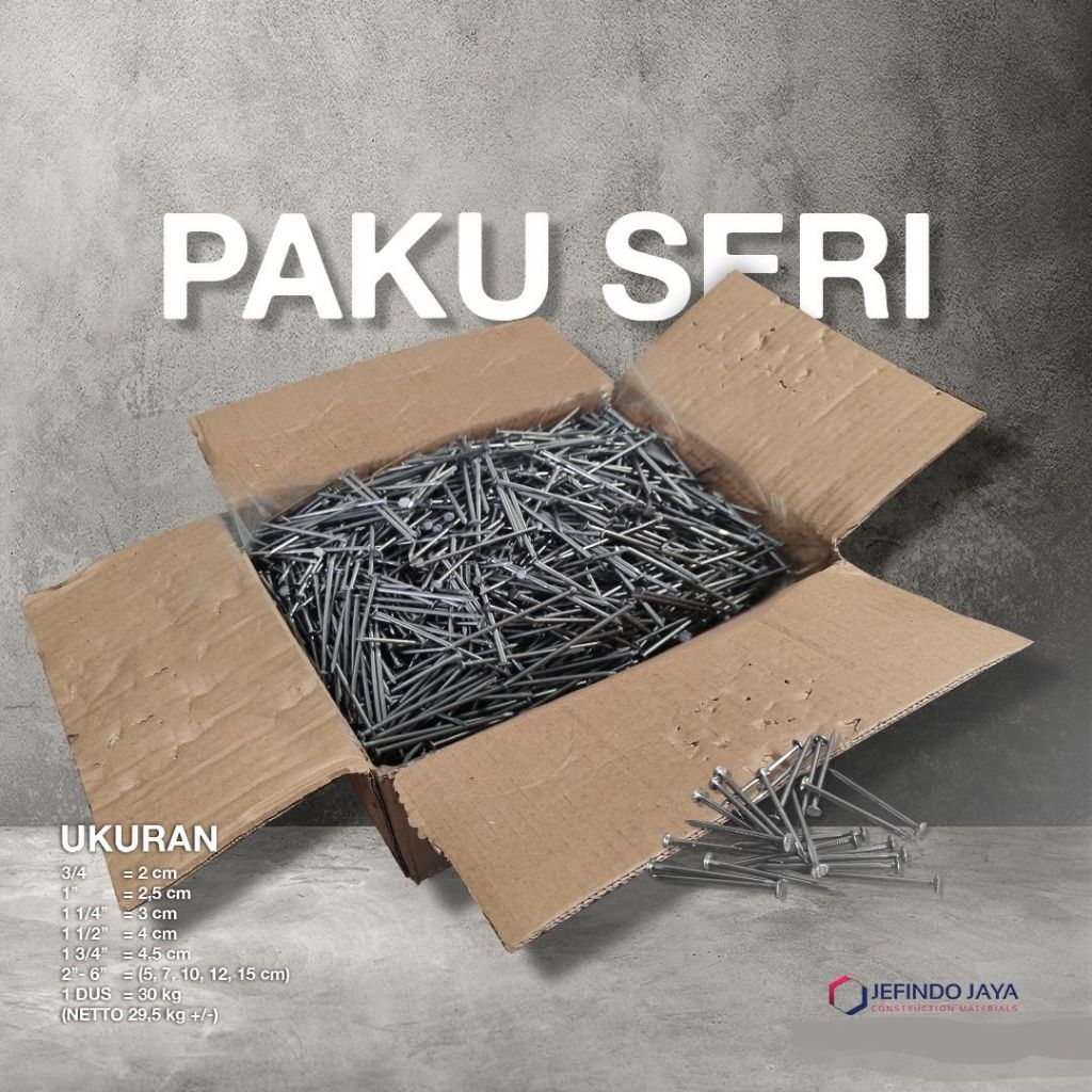 PAKU KAYU 1DUS @30KG - PAKU SERI UKURAN 3/4" , 1" , 1 1/4" , 1 1/2"