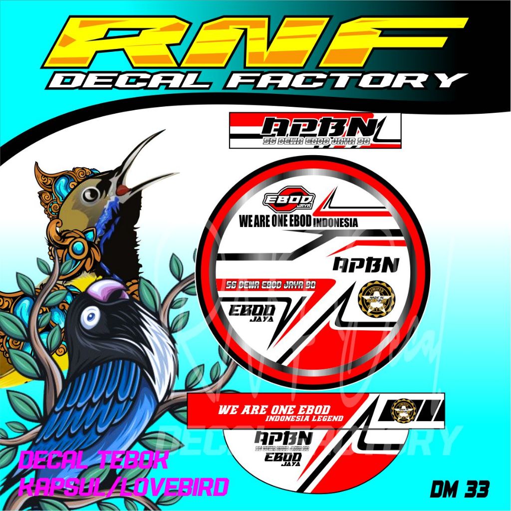 decal tebok lovebird,stiker tebok kapsul