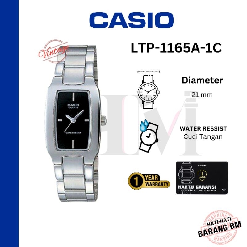 CASIO LTP-1165A-1C Jam Tangan Wanita Original Analog Rantai Classic Antiair LTP-1165A-1CDF LTP1165