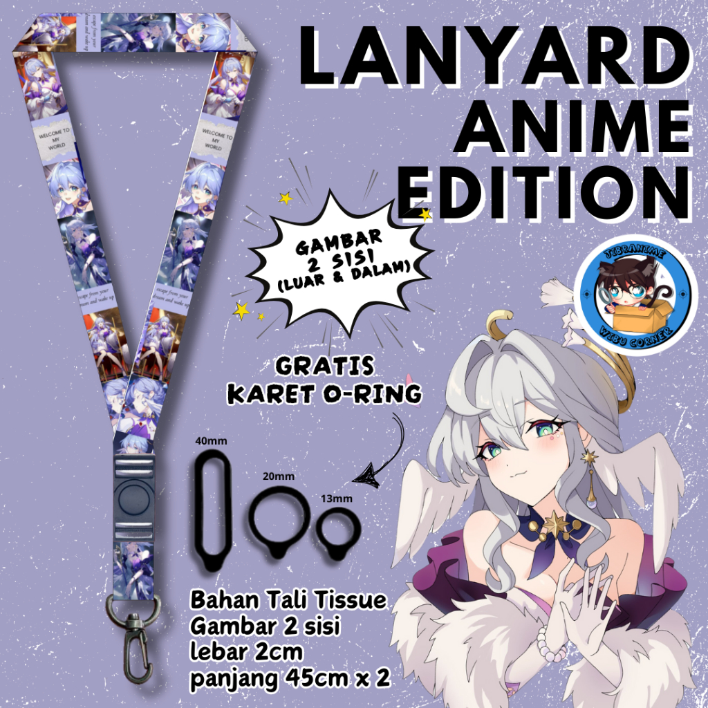 

Lanyard Panjang Anime 2 Sisi / Robin Honkai Star Rail / gantungan kunci layard keychain