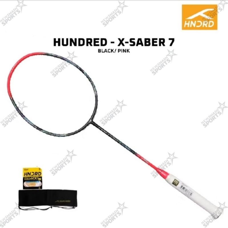 raket badminton hundred x saber 7 black/pink