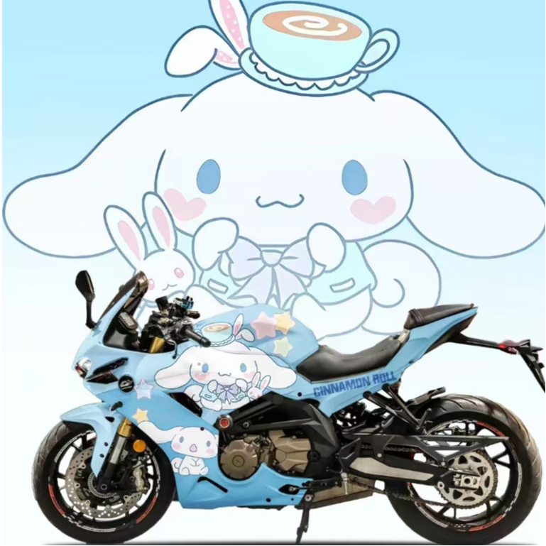 Stiker motor mobil listrik/anjing telinga besar lucu Cinnamoroll Babycinnamoroll
