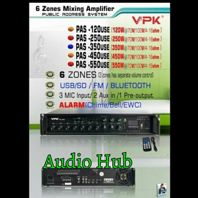VPK pas 350 USE Amplifier  Usb,Bluetooth  6 Zones Ampli  VPK Pas 350 USE Original