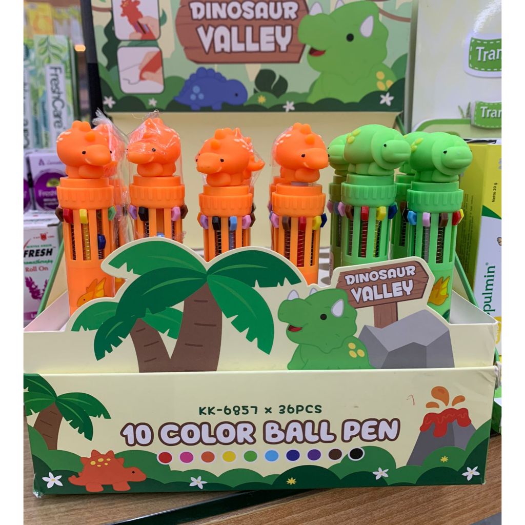 

Ballpoint Dino KK6857 / Pulpen Mekanik 10 Warna / Bolpoin Lucu Dinosaurus Valley