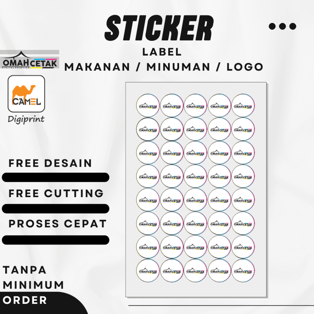 

Stiker label makanan minuman logo murah malang ukuran A3
