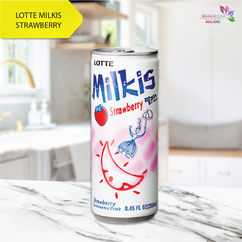 

Lotte Milkis Stawberry 250ml/Soda Susu Rasa Stawberry Asli Korea