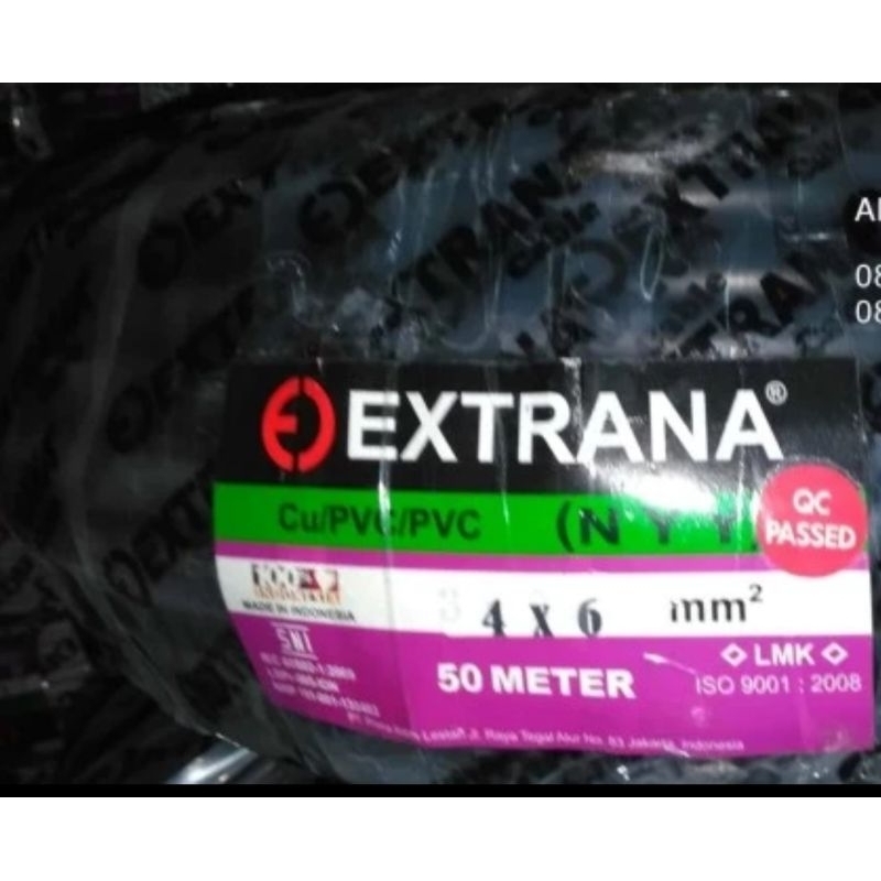 Kabel NYYHY 4x6 Extrana 100meter Kabel Listrik Hitam Serabut NYYHY 4 X 6 MM ( Roll 50 Meter /100 Met