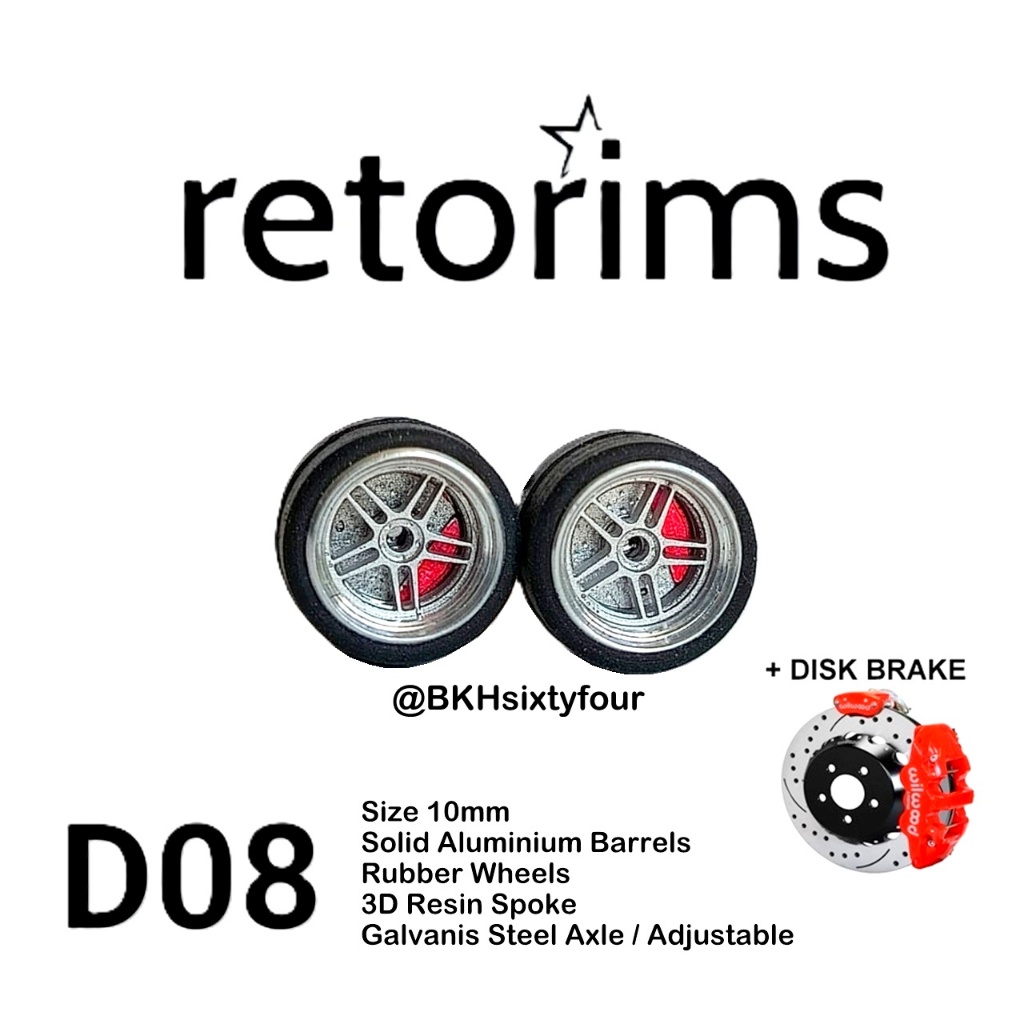 Ban Karet Diecast Rebel D8 DISKBRAKE 10mm LONG AXLE ADJUSTMENT