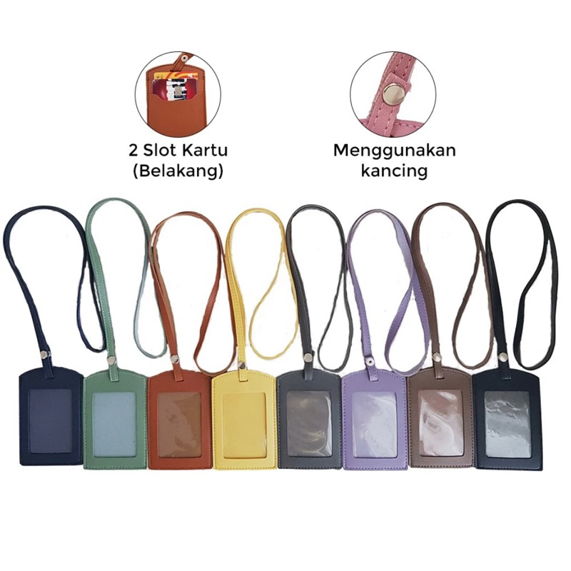 

ID Card Kulit / Name Tag ID Card Holder Kancing Kulit Lanyard/ Name Tag Kancing