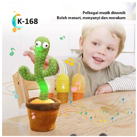 Murah CmBoneka Kaktus Goyang Charger Usb/ Mainan Kaktus Suara Menari / Mainan Kaktus Menari Led