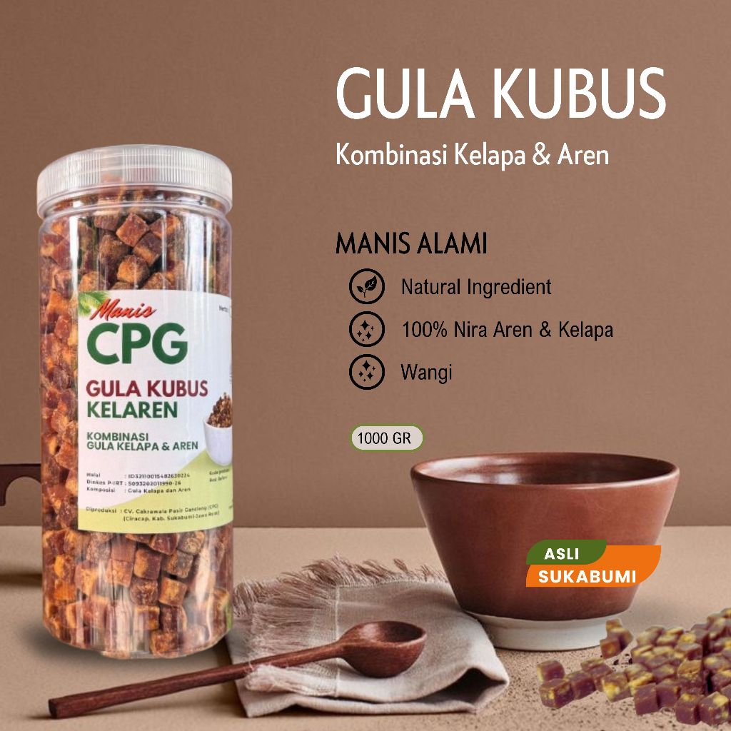 

CPG Gula Kubus 1 Kg Kombinasi Kelapa dan Aren Asli Sukabumi