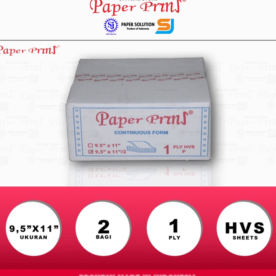 

rvPaling Popular Paperpryns Kertas Continuous Form 1PLY HVS 95 x 112 Bagi 2 N43
