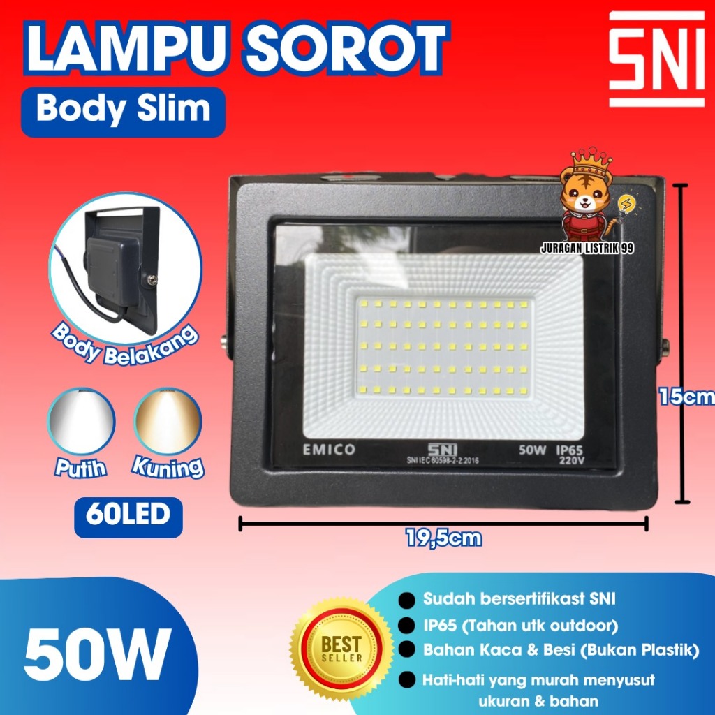 LAMPU SOROT LED 50W 50 WATT / FLOODLIGHT OUTDOOR TEMBAK LAPANGAN