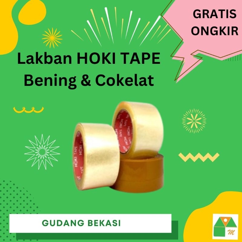 

45mm x 120 & 90 Yard Lakban Bening Coklat HOKI Selotip Putih Isolasi Packing Kardus Plastik