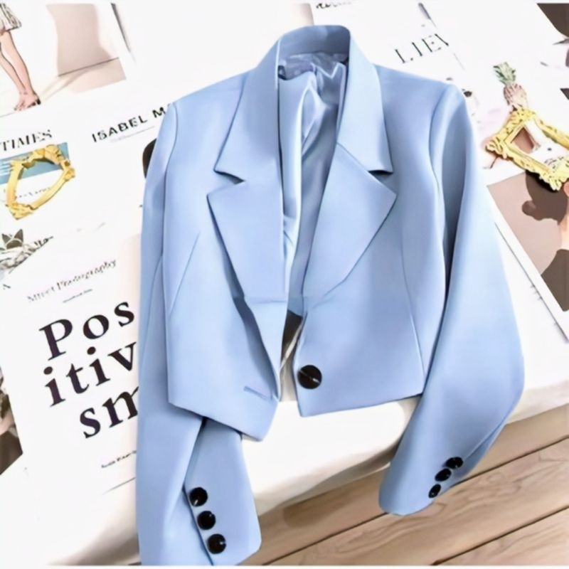 Crop blazer / crop blazer wanita hitam / merah / biru muda / slimfit / fotmal / nonformal / casual /