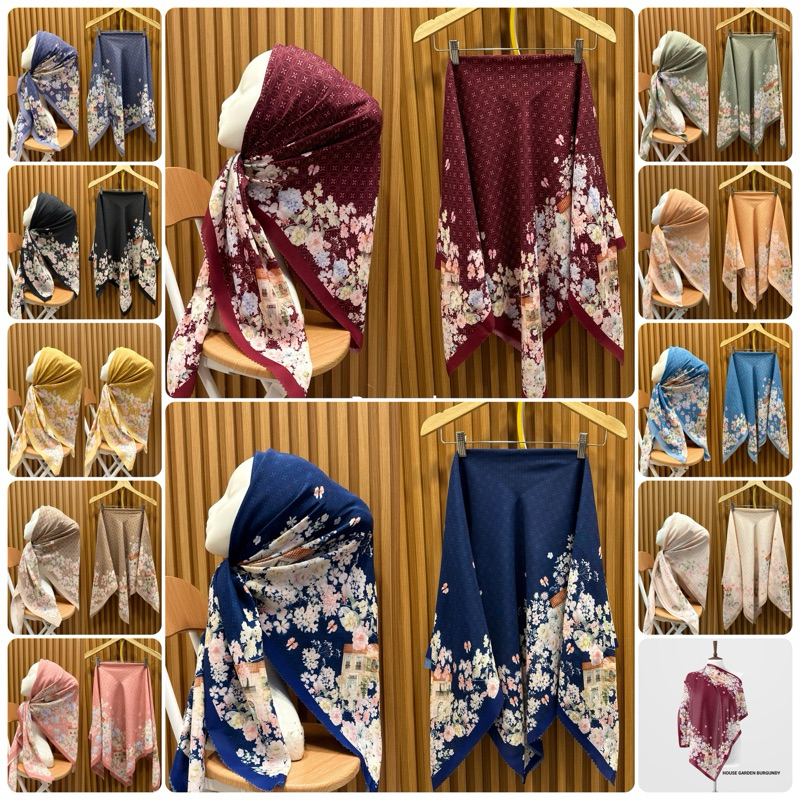 (House Garden) Hijab segi empat Denayy Voal kw motif premium