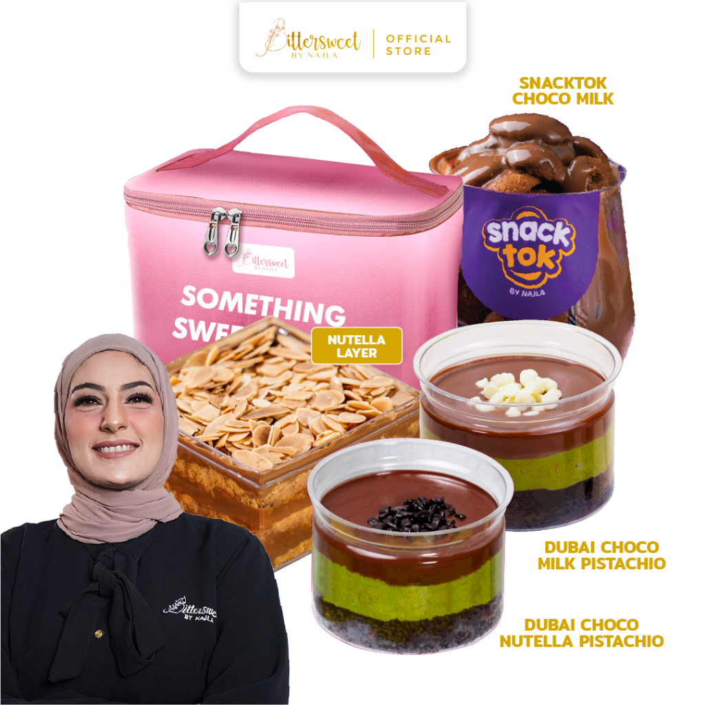

[ Spesial Owner ] [ Hampers Pink ] 2 Dubai Choco ( Milk Pistachio + Nutella Pistachio ) + Nutella Layer + Snacktok Full Cookies Choco Milk