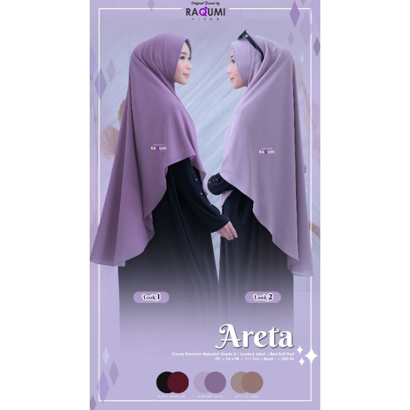 Raqumi Hijab - Areta Bolak Balik Khimar Ceruty Premium | Khimar Softpad Premium