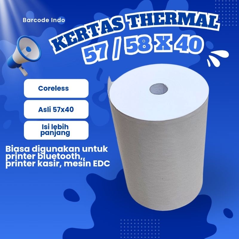 

Kertas Thermal ukuran 57 x 40 / 58 x 40 Untuk EDC Cash Register Mesin Kasir