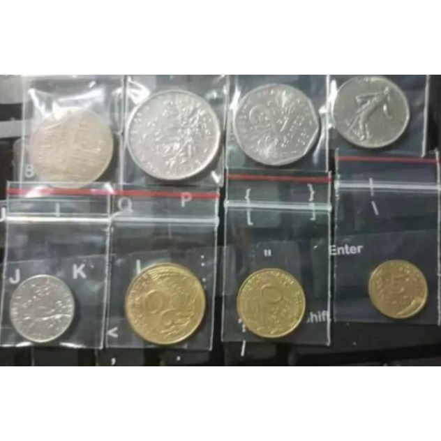 Set 8 Keping Koleksi Koin Prancis Asli Ready