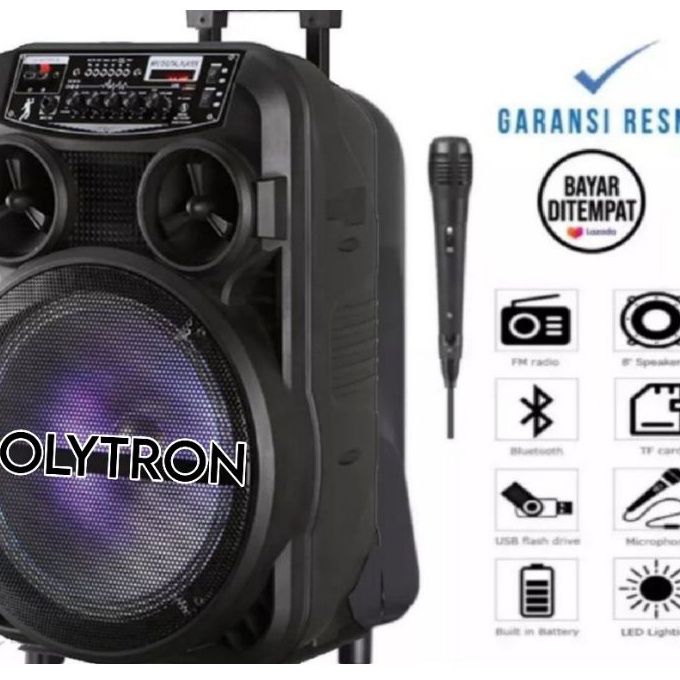 Eksklusif SPEAKEE BLUETOOTH MP3 SALON 3381 POWER BASS KIMISO  POLYTRON KARAOKEAN GRATIS MIC KARAOKEN