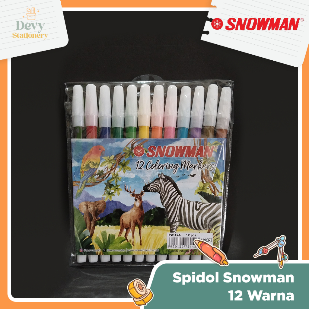 

SNOWMAN Spidol 12 Warna lengkap untuk menggambar dan menulis di atas kertas