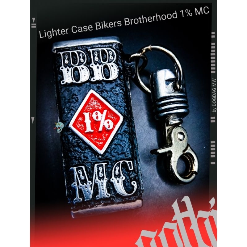 LIGHTER CASE TEMPAT KOREK PEWTER ORIGINAL OFFICIAL BIKERS BROTHERHOOD 1% MC