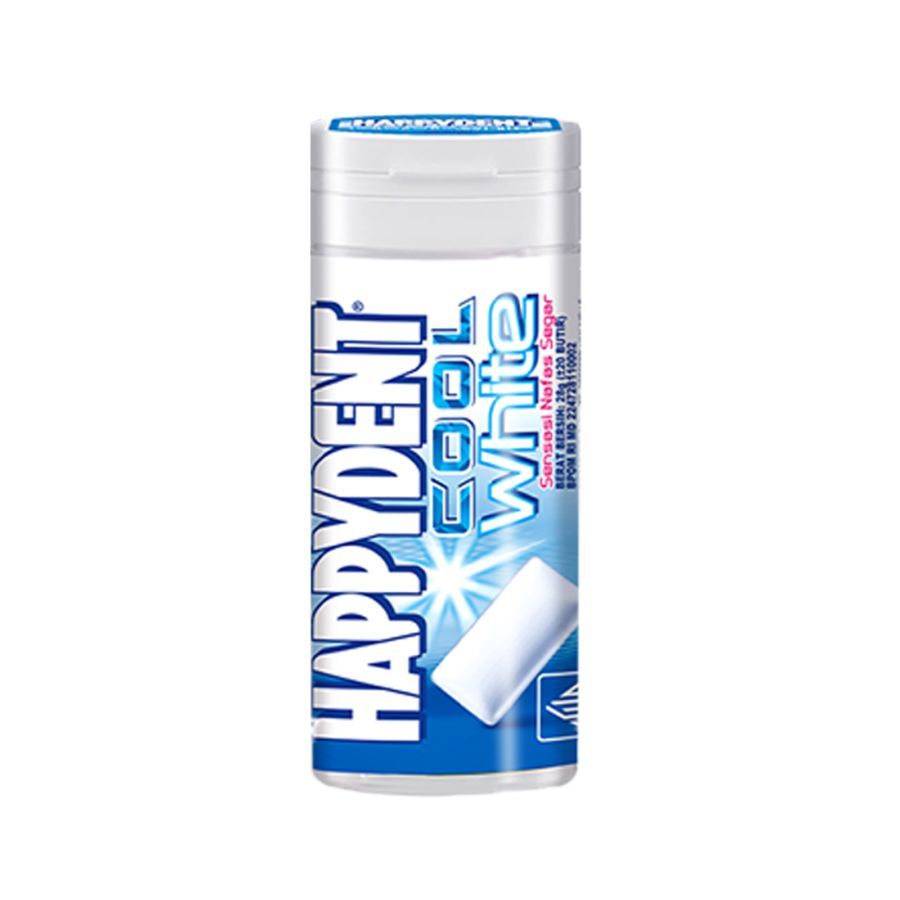 

Happydent Cool White Mint Permen Karet Pocket Bottle 28gram