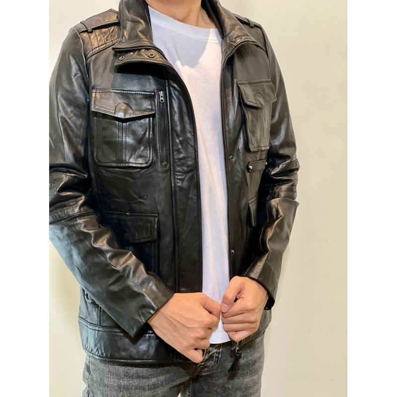 Leather Jacket Jaket Kulit Trucker Parka Branded Keren Second Preloved