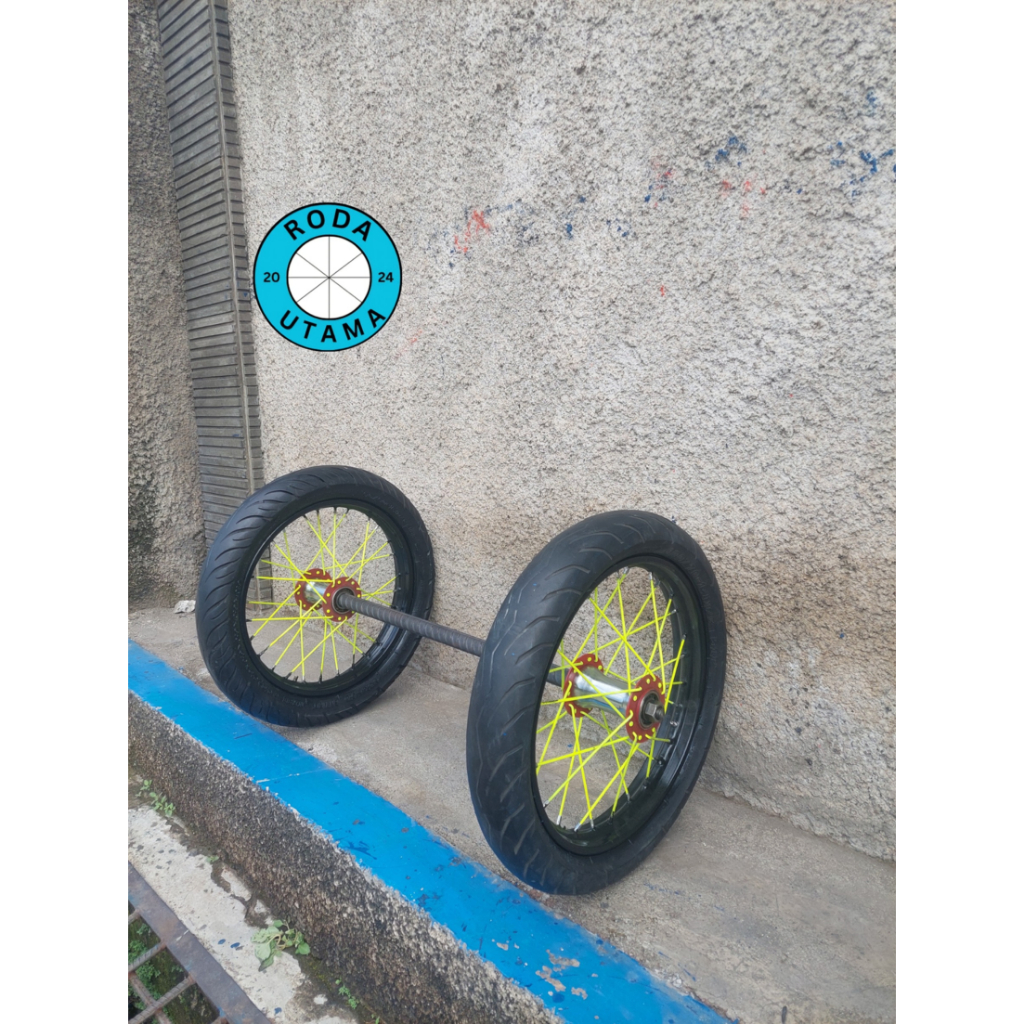 Roda Gerobak Jari Motor Mio Ring 14 (Sepasang Roda & As)