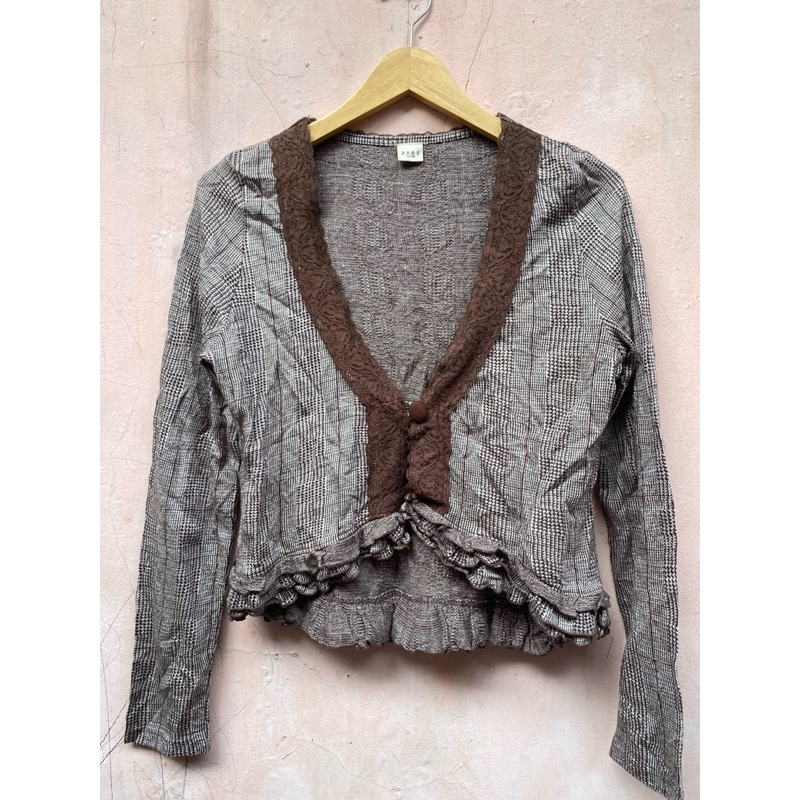 cardigan crop grey korea preloved / cardigan korea tipis preloved