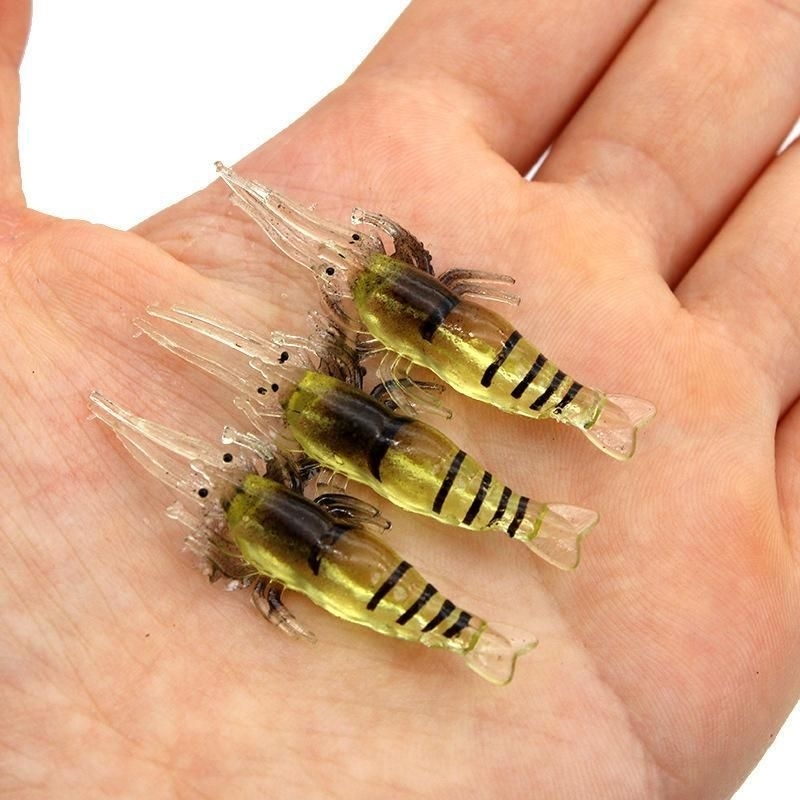 umpan memancing bentuk udang kecil + kail panjang 4cm