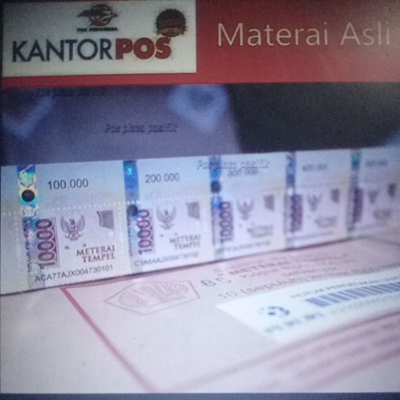

Materai 10000 Asli Pos Indonesia Meterai Matrai Perangko 10Pcs