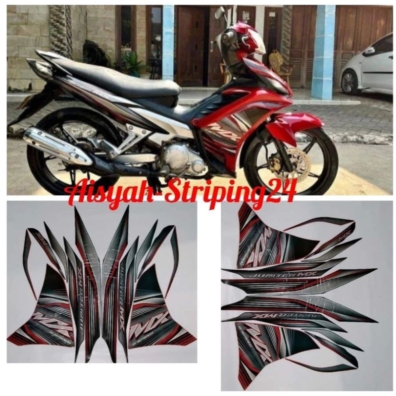 stiker sticker striping Lis les body motor yamaha jupiter mx 135 2012 hitam merah
