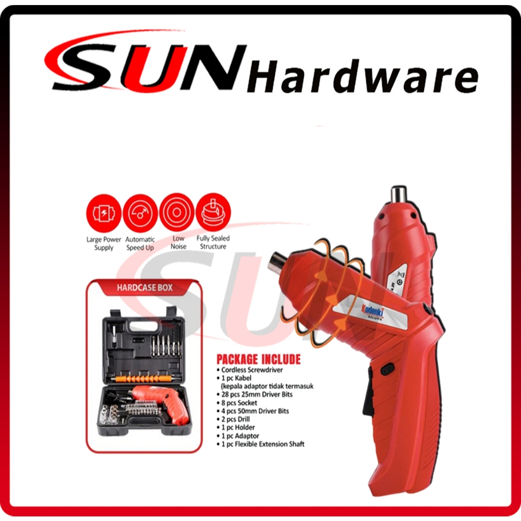 Mesin Bor Cordless Screwdriver Set 47 Pcs Kodenki Mini Kecil Baterai