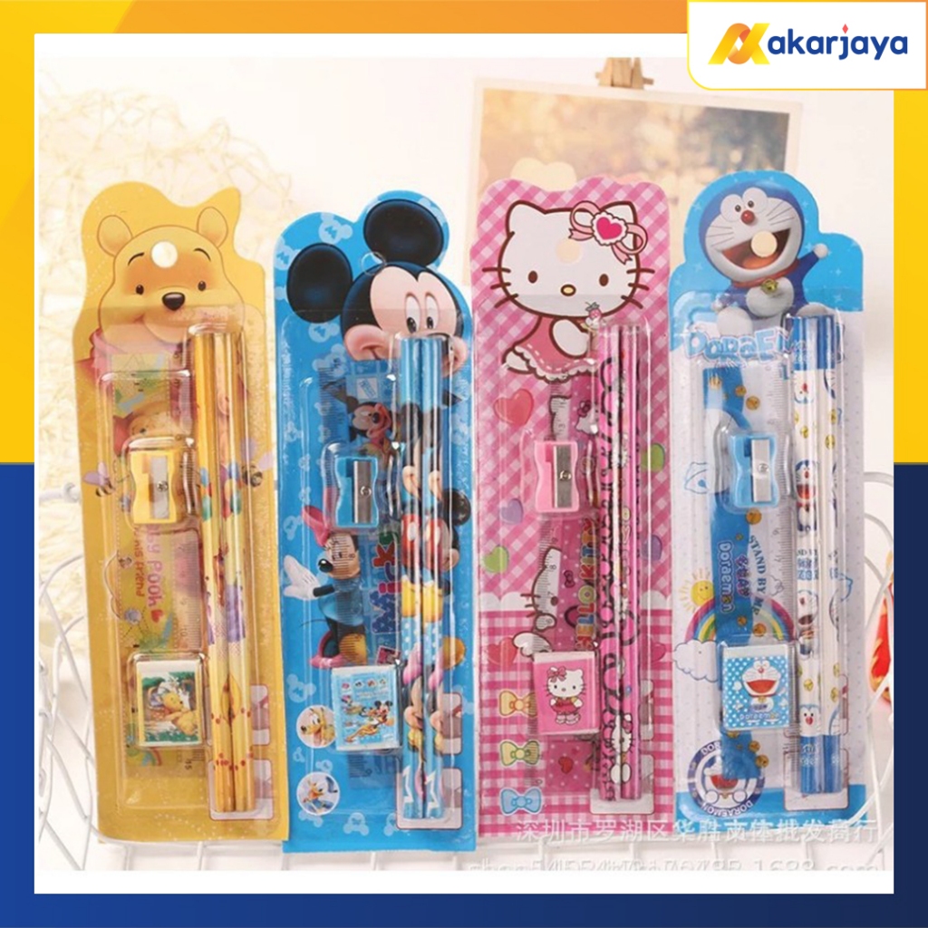 

SET ALAT TULIS SEKOLAH 5 in 1 KARAKTER LUCU / MINI STATIONERY PENSIL PENGHAPUS PERAUT PENGGARIS