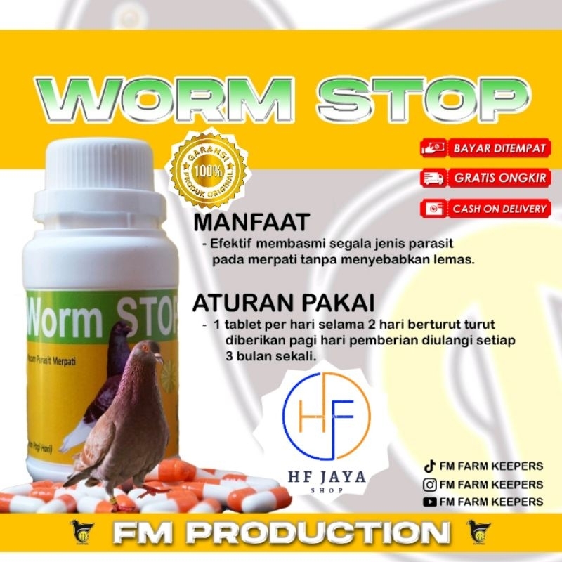 Obat cacing merpati WORM STOP BARON OBAT CACING DAN PARASIT BURUNG MERPATI