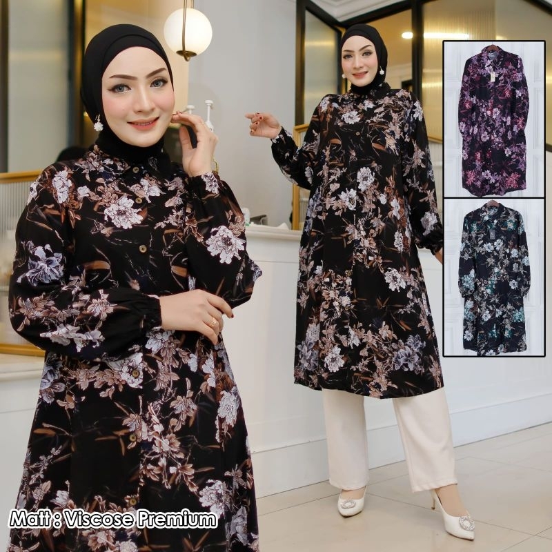 lupphh | Atasan tunik ld 110 bahan viscose premium| Tunik motif bunga| Tunik viscose premium import|