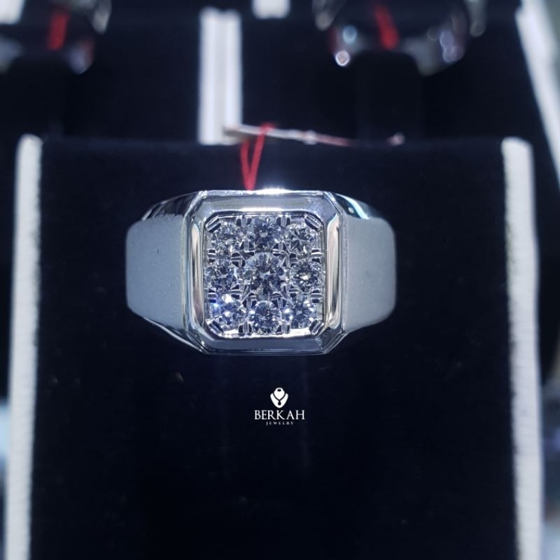 Mens Ring Cincin Berlian Asli Ring Perak Palladium
