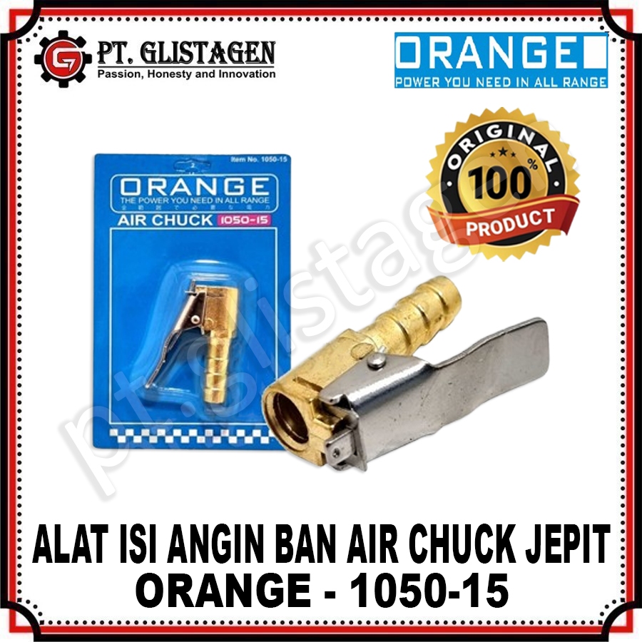 ORANGE 1050-15 Alat Isi Angin Ban Air Chuck Jepit Kepala Isi Angin Ban Jepit 1050-15 ORANGE ORIGINAL