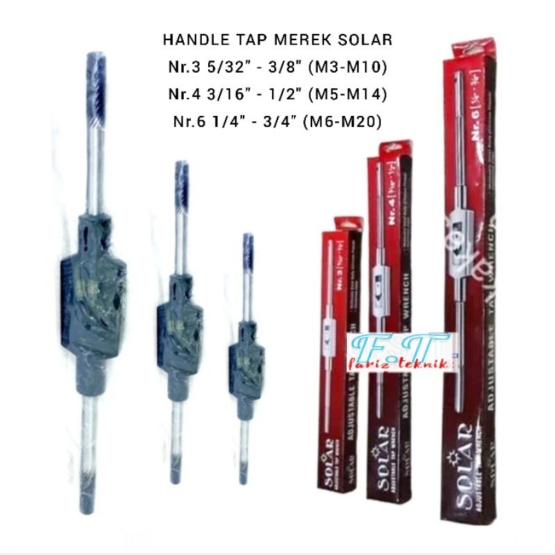SOLAR GAGANG TAP HANDLE TAP M3-M10 M5-M12 M6-M20 ALAT PEMUTAR TAP MANUAL