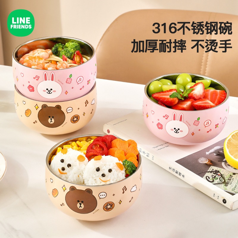 Mangkok/Mangkuk Bowl LINE FRIENDS Stainless Steel 316 Original Licensed
