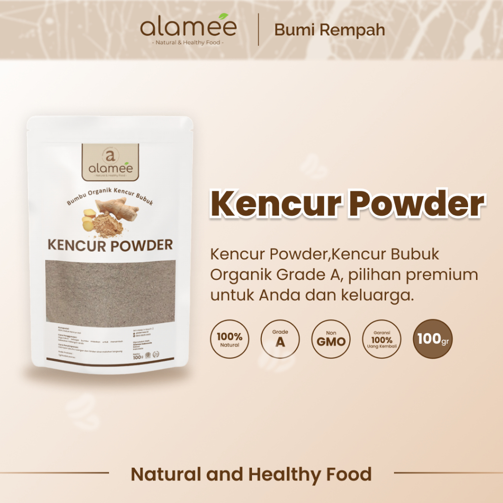 

ALAMEE Kencur Bubuk Bumbu Dapur Organik Murni Asli Tanpa Campuran Seasoning Powder Spice 100g