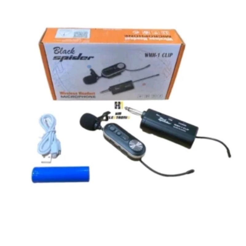 Mic Wireless Clip On Microphone Wireless Clip On Blackspider WMH-1 Original