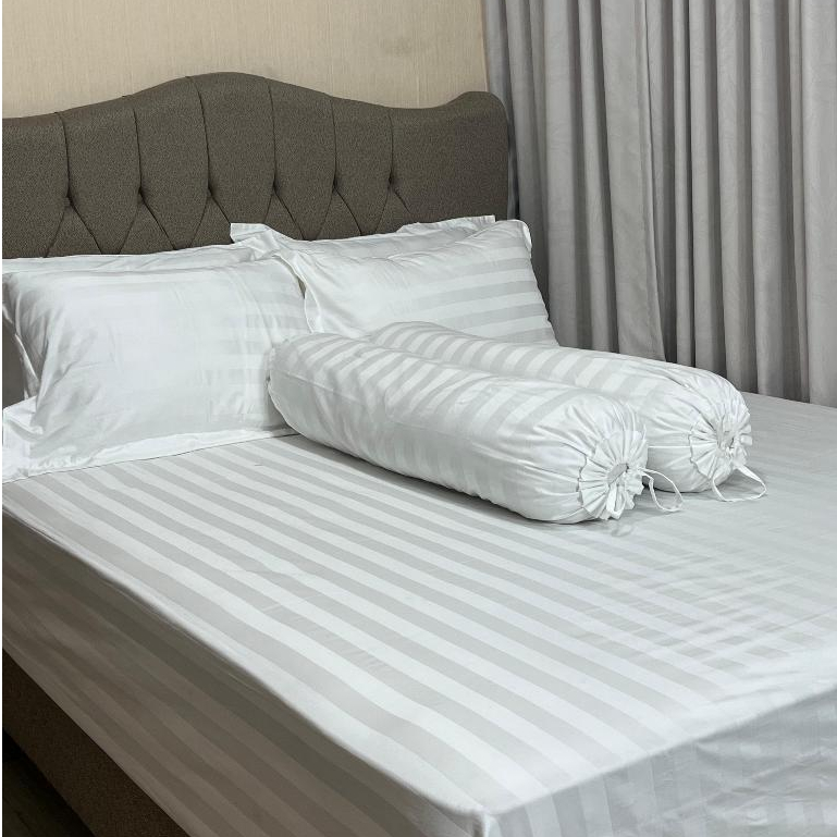 Sprei Hotel Sprei Katun Dolby TC 300 Import Motif Salur Extra King 200x200