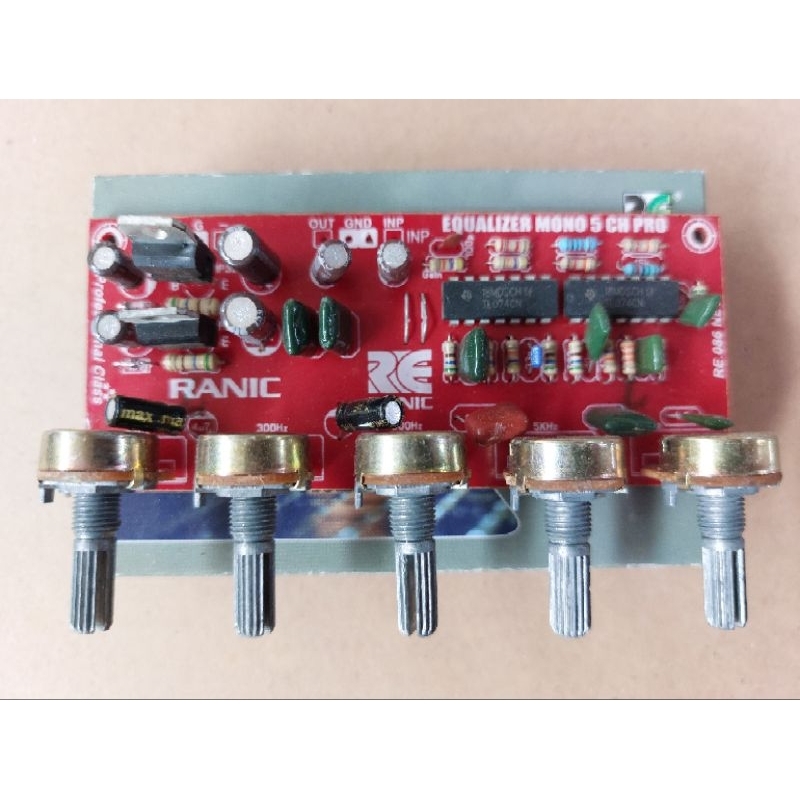 Kit Equalizer 5 Channel Mono IC 2x TL074 TL084 Potensio Putar Plus Regulator Power Supply