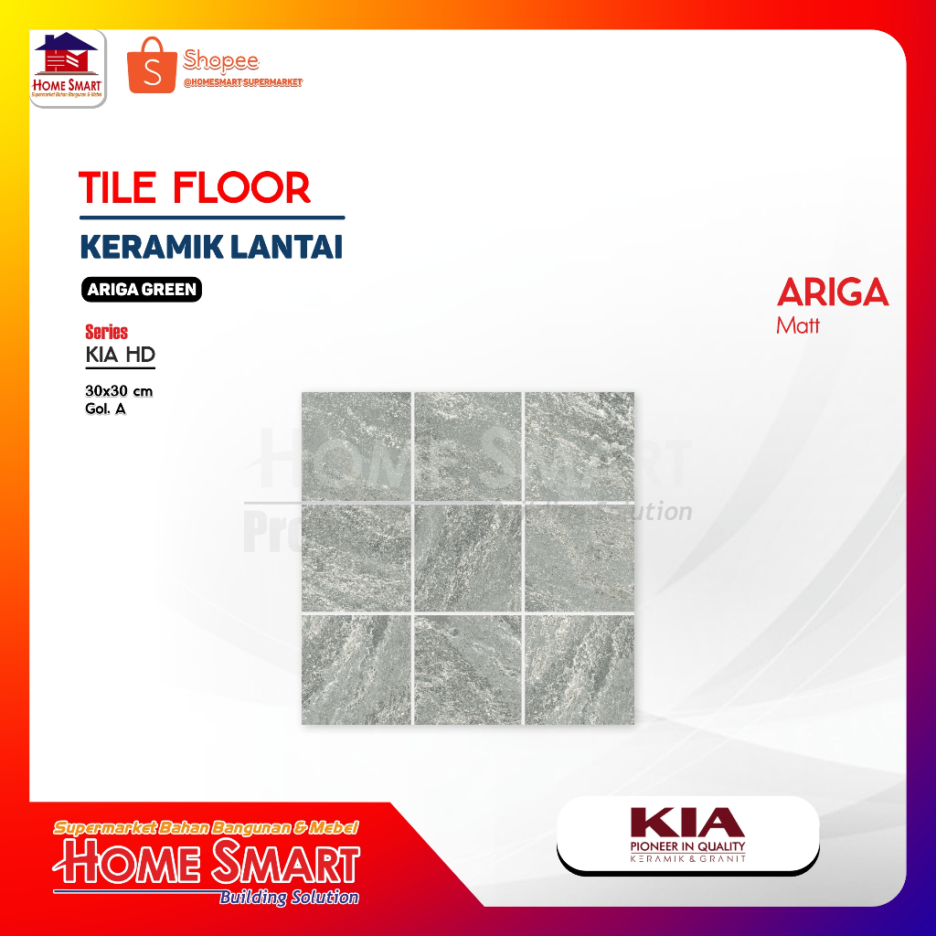 Keramik Lantai 30x30 Ariga Green - Matt Surface