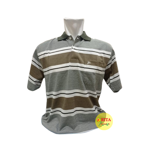 MODASPORT 08-568 Kaos Polo Kaos Kerah Kaos Pria Lengan Pendek Pakaian Pria terbaru Motif Salur Besar