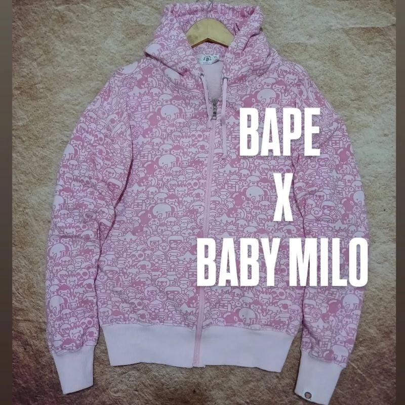 hoodie zipper bape x baby millo second bekas preloved